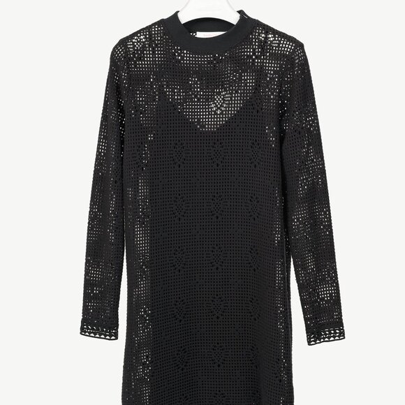 See By Chloe Dresses & Skirts - See by Chloe Black Crochet Long-Sleeve Mini Dress